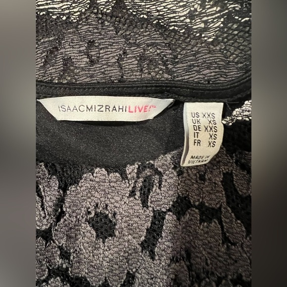 Isaac Mizrahi Live! Striped Lace Bell Sleeve Dress Black And Gray XXS - Picture 5 of 5